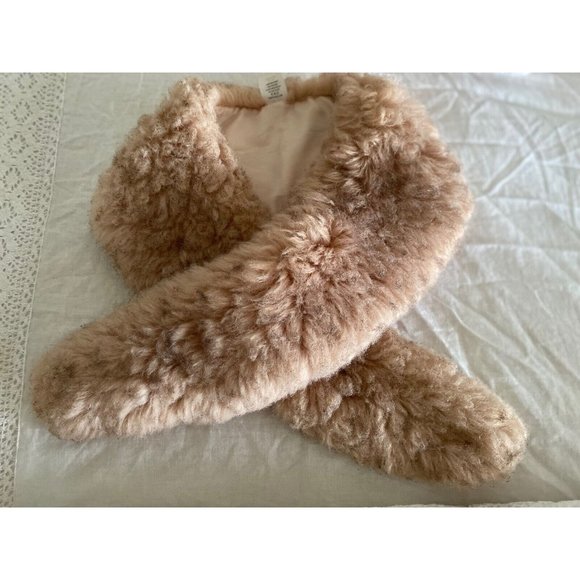 Vintage Faux Fur Shaggy Shrug Wrap Cape Stole Pink and Gray Stay Put 46" X 7"‎ - Picture 1 of 16